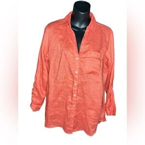 C&C California women’s 100% linen button down long sleeve shirt size small used